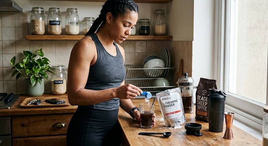 A athlete preparing a pre-workout 