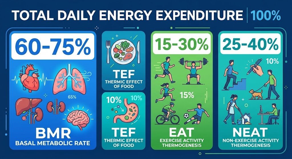 A clear infographic showing the four components 