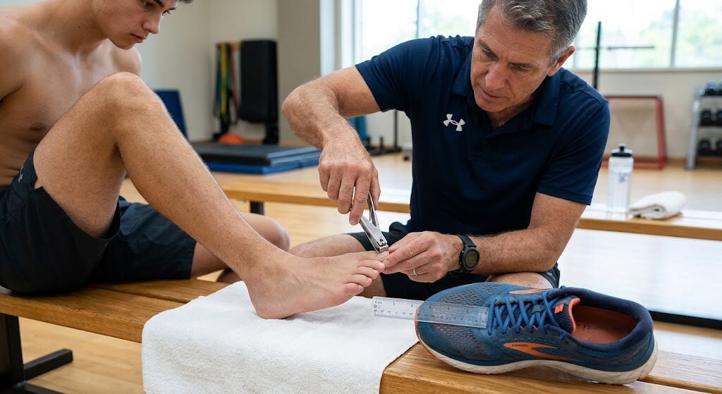 A coach demonstrating the correct way to trim