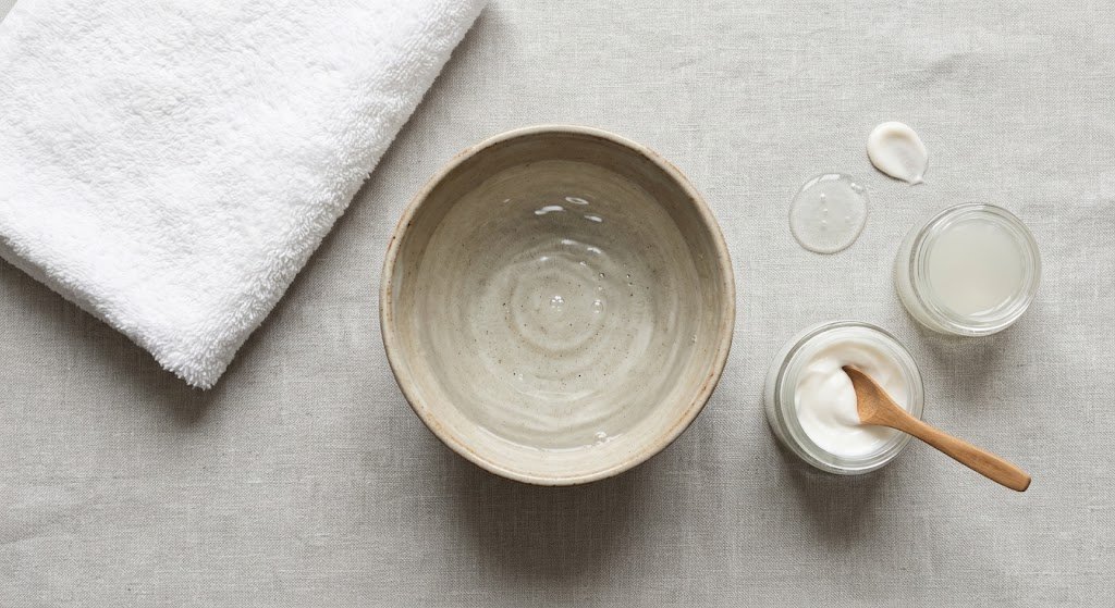 A minimal, realistic flat lay of a clean