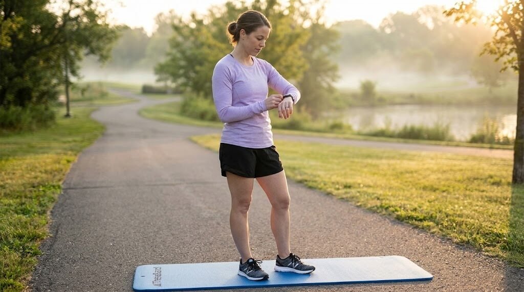 A person checking their fitness tracker 