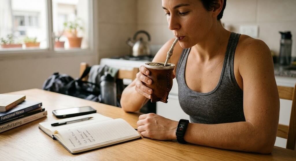 A person holding a traditional yerba mate gourd and bombilla straw, or a modern