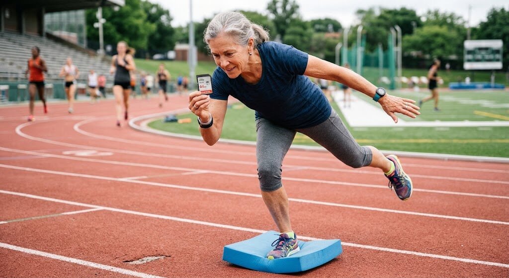 A senior athlete performing