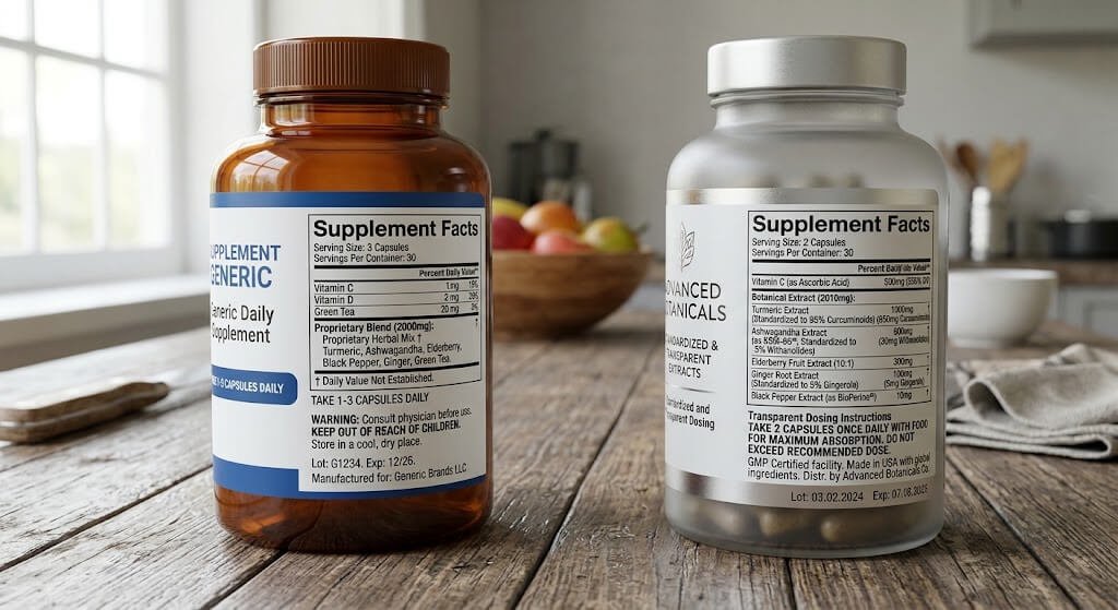 A side-by-side comparison of a generic, proprietary