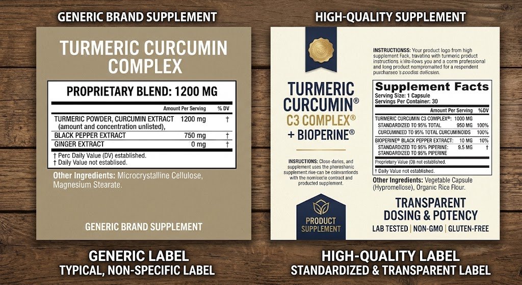 A side-by-side comparison of a generic supplement