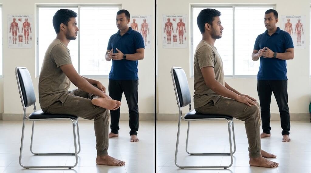A trainee demonstrating the seated figure