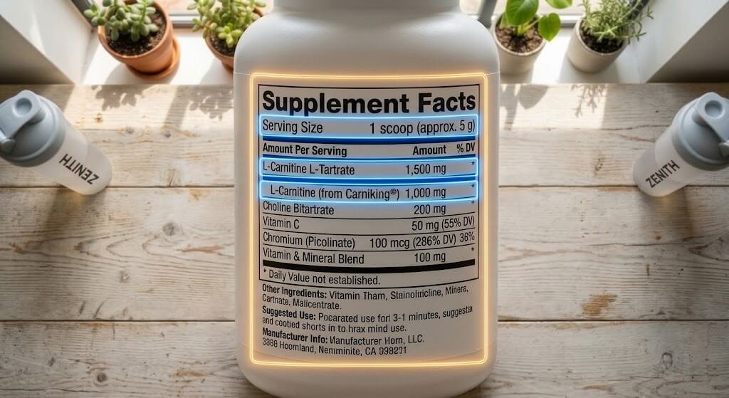 Close-up of a supplement facts panel with the serving size