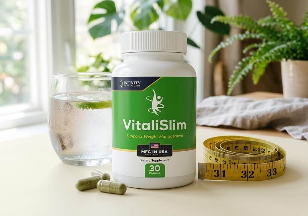 Close-up of green tea extract capsules next to a glass of water 