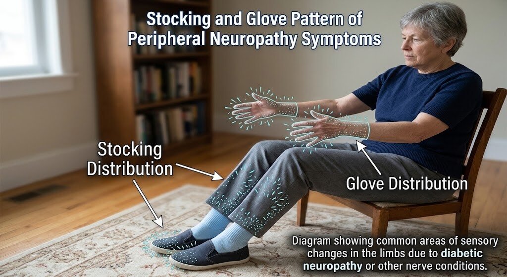 Diagram of the stocking and glove pattern