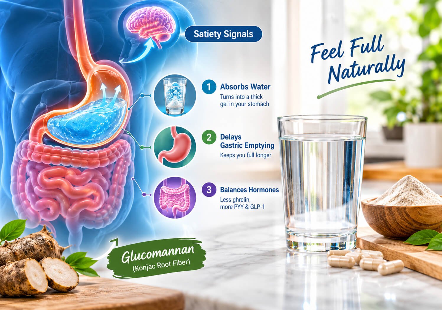How Glucomannan Works in the Stomach to Feel