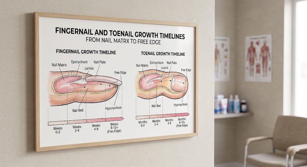 Illustration comparing fingernail and toenail