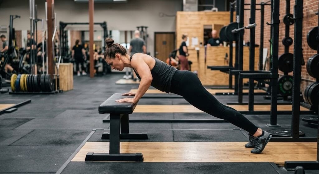 Incline push-up with hands on a bench