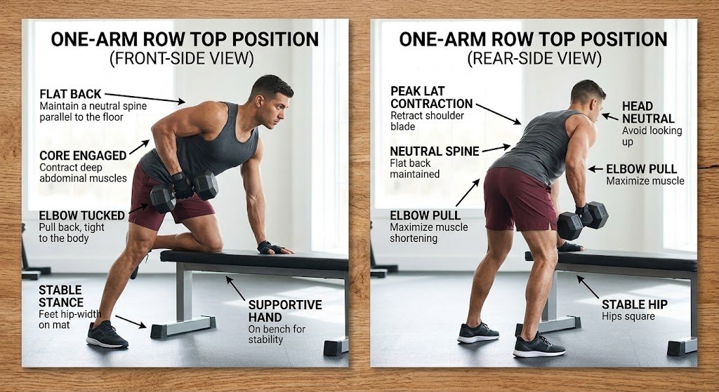 One-arm dumbbell row with flat back