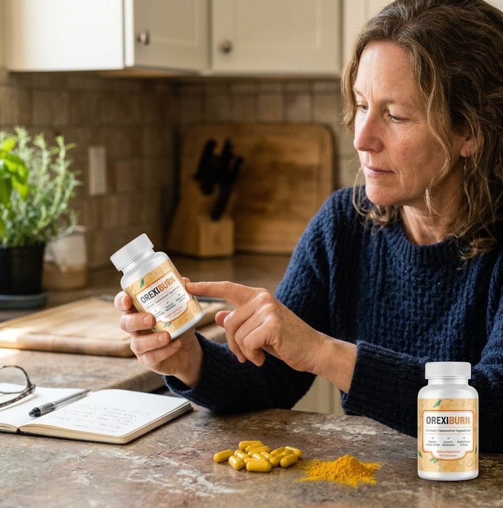 Person reviewing a nutrition label and a berberine supp
