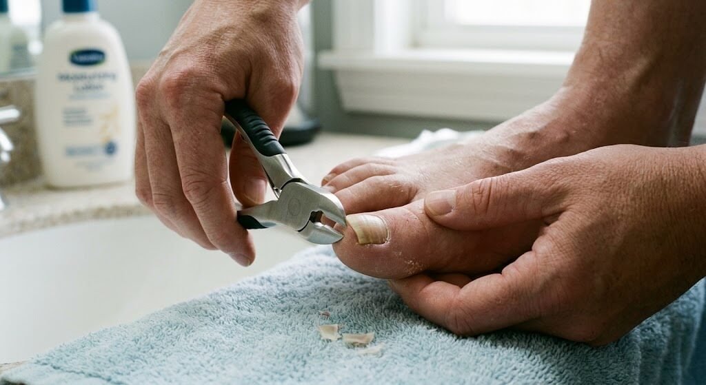 Proper technique for trimming thick toenails