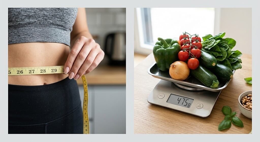 Side-by-side comparison of a measuring tape around 