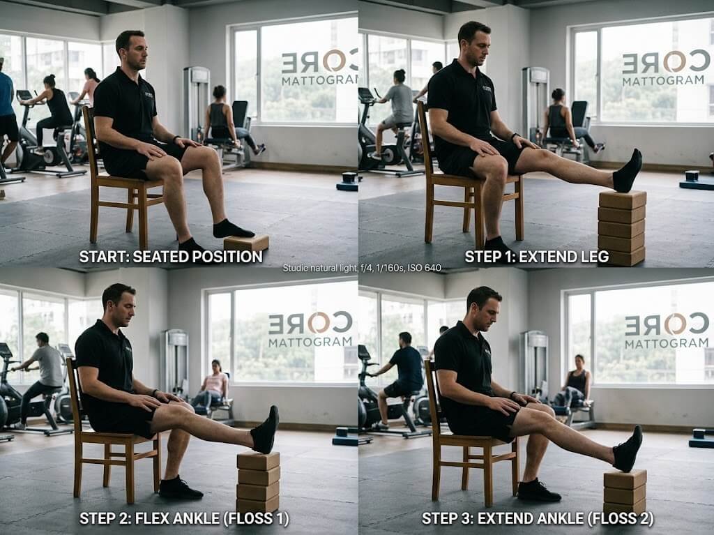 Step-by-step imagery showing seated position