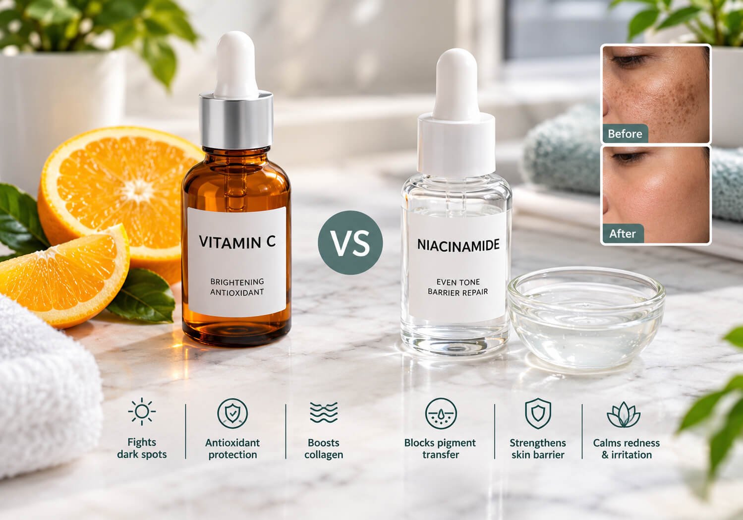 Vitamin C vs Niacinamide for